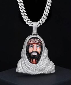3D Diamond Enamel Jesus Pendant